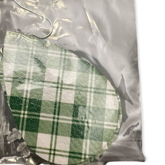 St. Patrick’s Checker Faux Leather Earrings - Picture 3 of 4